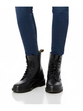 Dr. Martens 1460 Mono Black Leather 8-Eye Combat Boots Broken-In